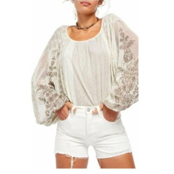 Women's Free People Indigo Dreams Embroidered TunicSize SmallERCU